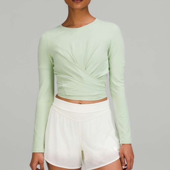 Lululemon Time to Restore Nulu Long Sleeve wrap tie Shirt Mint 23722 - Picture 4 of 11